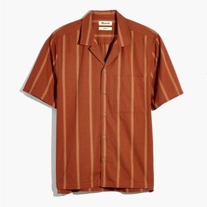 Madewell Men’s Cotton Blend Boxy Camp Shirt in Burnt Umber